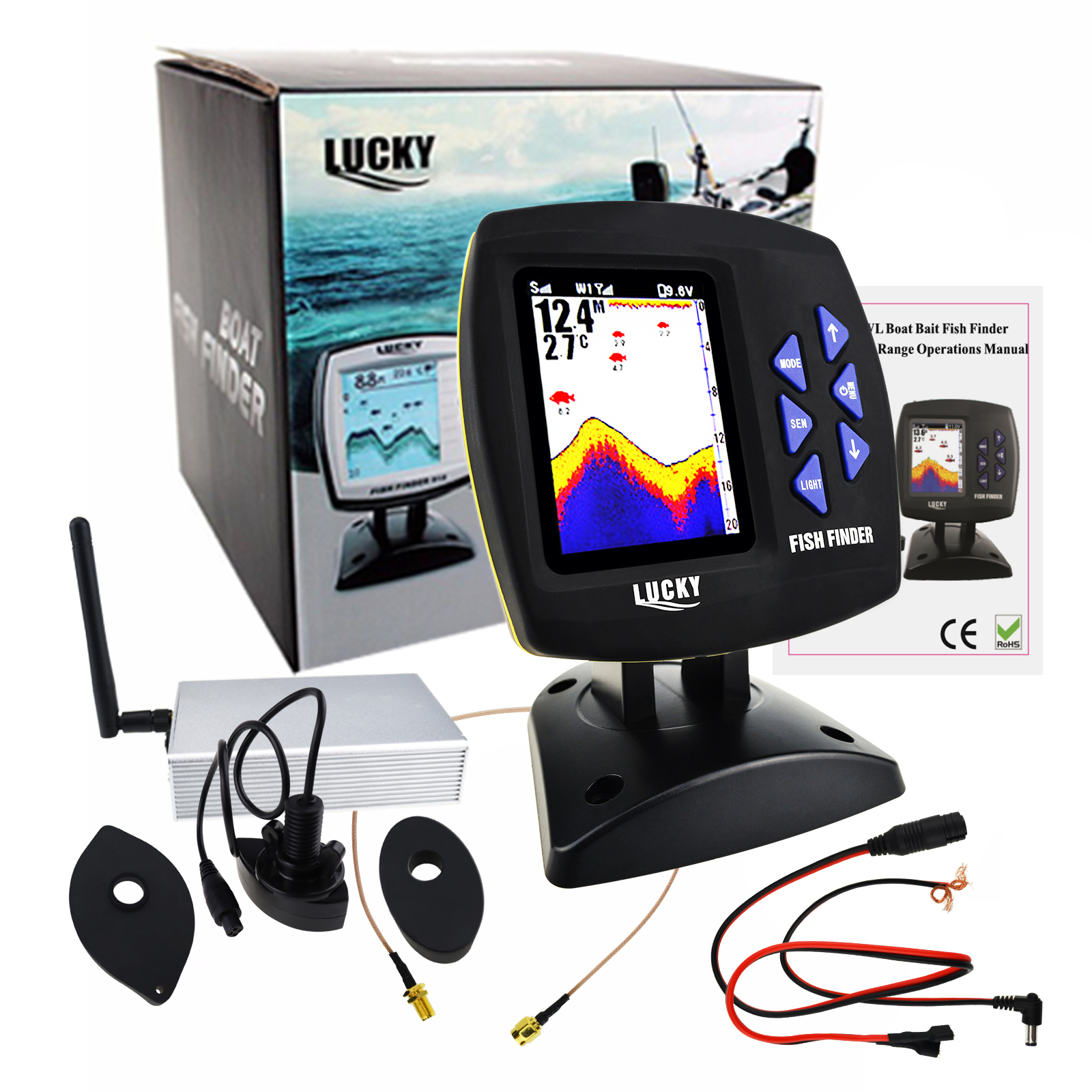 LUCKY Fishfinder 300m/ 980ft F - Fishing Boat Depth Finder のレビューと価格