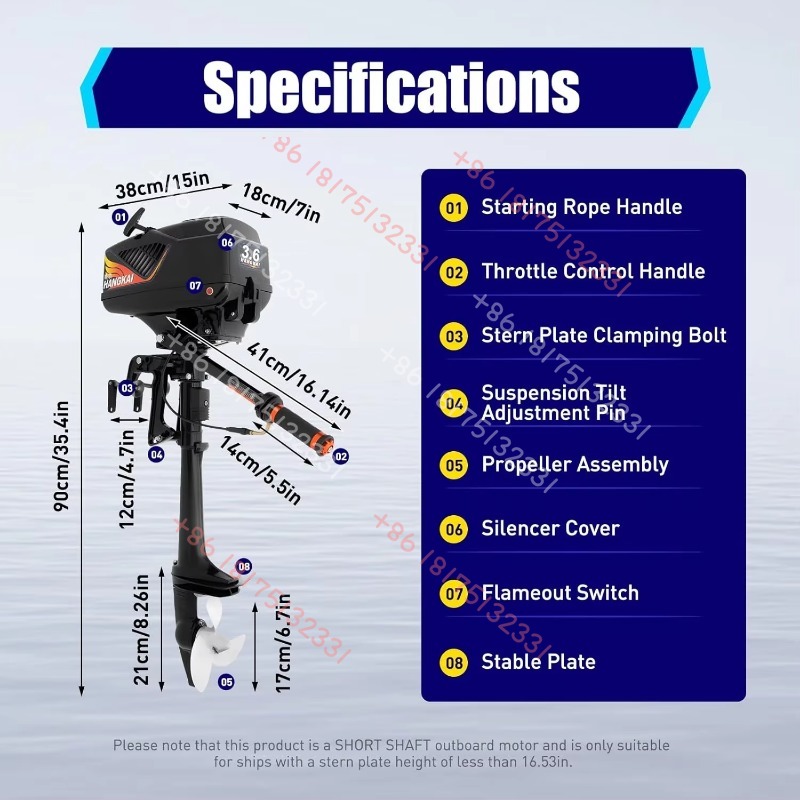 HANGKAI Outboard Motor, 3.6  2 - Fishing Boat Outboard Motor のレビューと価格