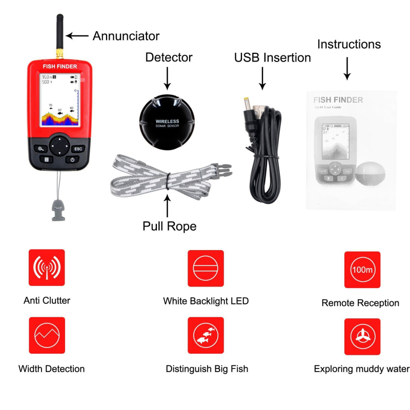 Wireless Sonar Sensor Fish Fin - Fishing Boat Depth Finder のレビューと価格