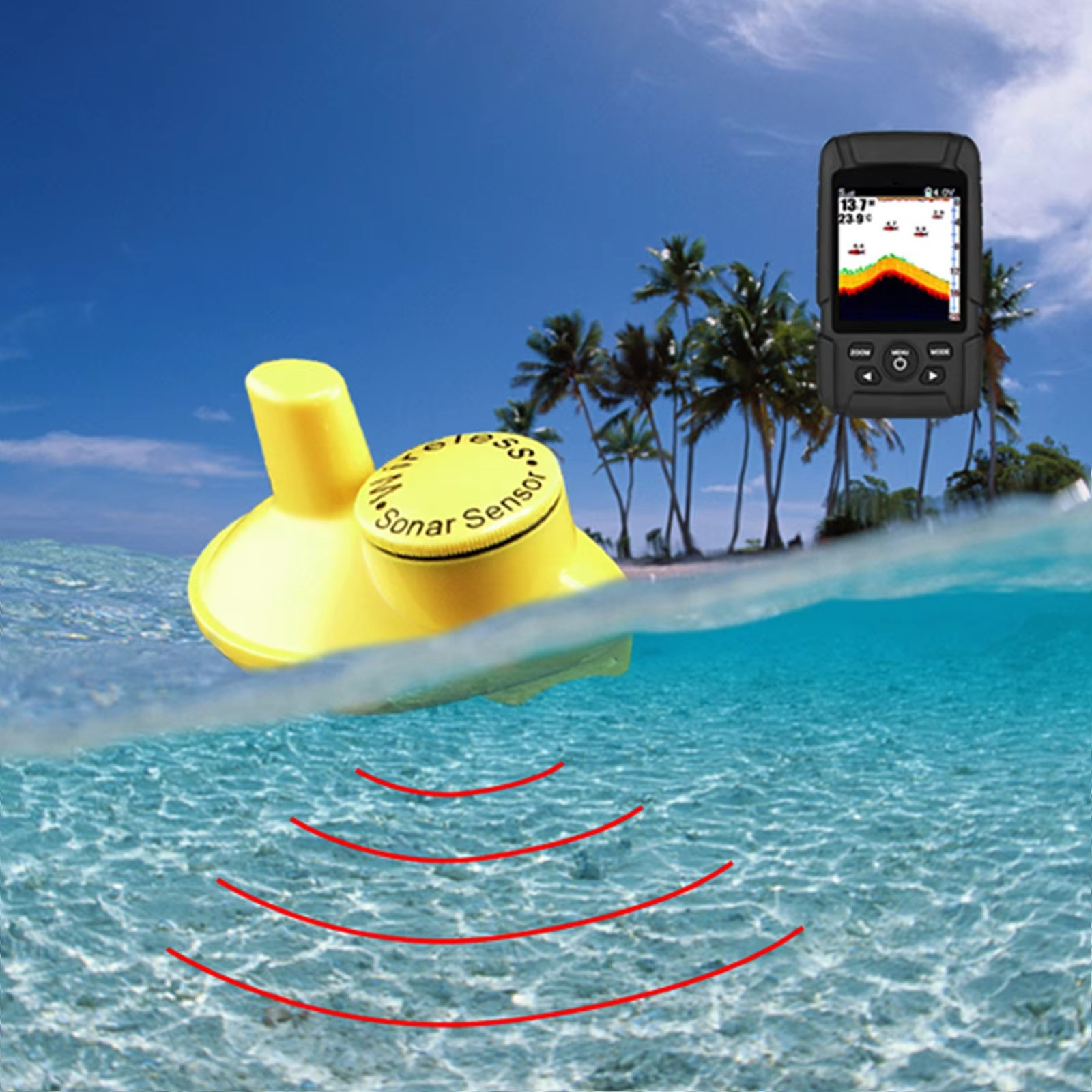 2-in-1 Wireless & Wired Fish F - Fishing Boat Depth Finder のレビューと価格