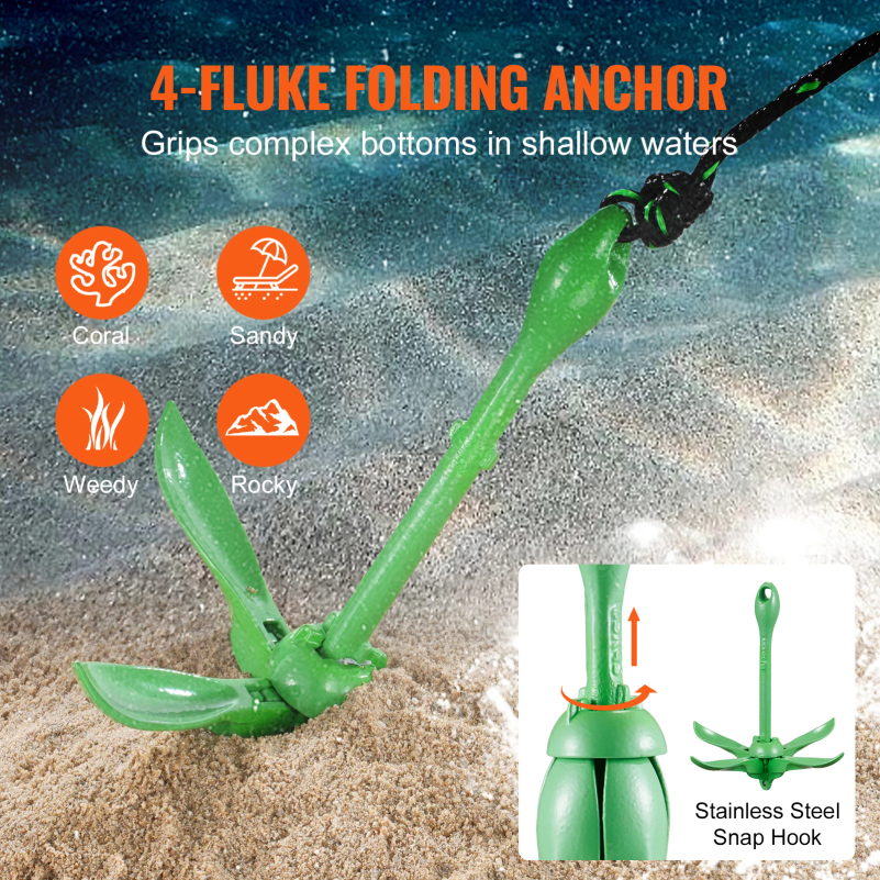 Kayak Anchor Kit 3.5 lb Paddle - Fishing Boat Anchor のレビューと価格