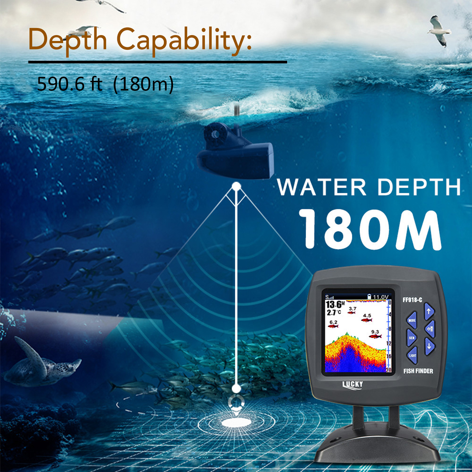 Portable Fish Finder Wireless  - Fishing Boat Depth Finder のレビューと価格