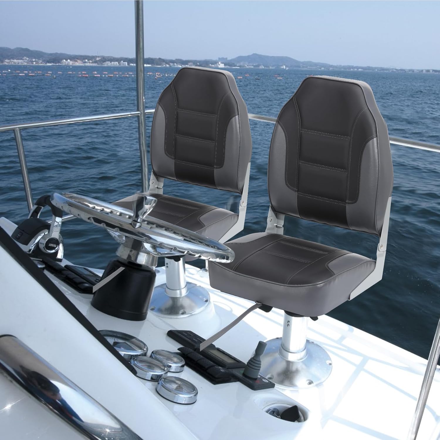 2 Pack Folding Boat Seats, Hig - Fishing Boat Seat のレビューと価格